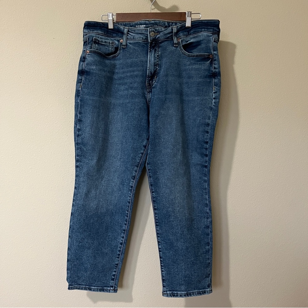 Old Navy Women’s Jeans Blue Size 14 Short High Rise O.G Straight Medium Wash